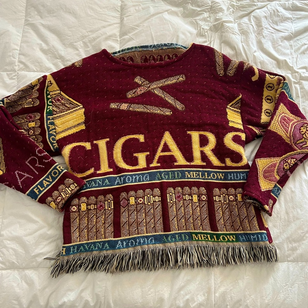 Vintage cigar tapestry sweater❣️ ONE OF A KIND